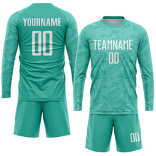 Load image into Gallery viewer, Custom Aqua White Sublimation Soccer Uniform Jersey
