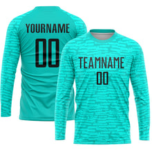 Load image into Gallery viewer, Custom Aqua Black Sublimation Soccer Uniform Jersey