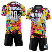 Load image into Gallery viewer, Custom Graffiti Pattern White-Light Blue Sublimation Soccer Uniform Jersey