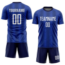 Load image into Gallery viewer, Custom Royal White-Navy Sublimation Soccer Uniform Jersey