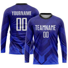 Load image into Gallery viewer, Custom Dark Purple White Royal-Navy Sublimation Soccer Uniform Jersey