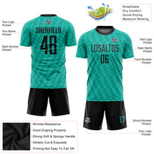 Load image into Gallery viewer, Custom Teal Black Sublimation Soccer Uniform Jersey