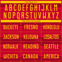 Load image into Gallery viewer, Custom Red Gold-Black Sublimation Soccer Uniform Jersey