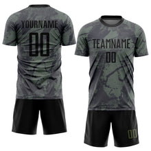 Load image into Gallery viewer, Custom Olive Black Sublimation Salute To Service Soccer Uniform Jersey