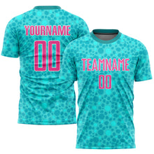 Load image into Gallery viewer, Custom Aqua Pink-White Sublimation Soccer Uniform Jersey