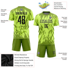 Load image into Gallery viewer, Custom Neon Green Black-Olive Sublimation Soccer Uniform Jersey