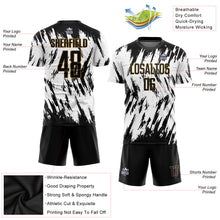 Load image into Gallery viewer, Custom White Black-Old Gold Sublimation Soccer Uniform Jersey