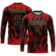 Load image into Gallery viewer, Custom Red Black-Old Gold Sublimation Soccer Uniform Jersey