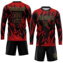 Load image into Gallery viewer, Custom Red Black-Old Gold Sublimation Soccer Uniform Jersey