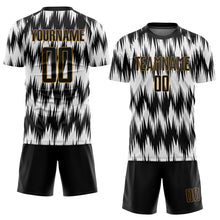Load image into Gallery viewer, Custom White Black-Old Gold Sublimation Soccer Uniform Jersey