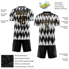 Load image into Gallery viewer, Custom White Black-Old Gold Sublimation Soccer Uniform Jersey