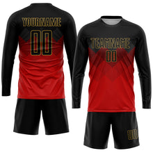 Load image into Gallery viewer, Custom Red Black-Old Gold Sublimation Soccer Uniform Jersey