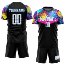 Load image into Gallery viewer, Custom Black White-Light Blue Sublimation Soccer Uniform Jersey