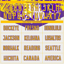 Load image into Gallery viewer, Custom White Gold-Purple Sublimation Soccer Uniform Jersey