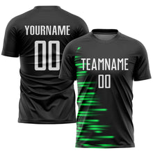 Load image into Gallery viewer, Custom Black White-Kelly Green Sublimation Soccer Uniform Jersey