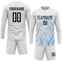 Load image into Gallery viewer, Custom White Black-Light Blue Sublimation Soccer Uniform Jersey