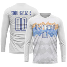 Load image into Gallery viewer, Custom White Royal Sublimation Soccer Uniform Jersey