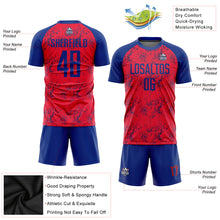 Load image into Gallery viewer, Custom Red Royal Sublimation Soccer Uniform Jersey