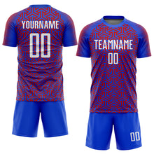 Load image into Gallery viewer, Custom Royal White-Red Sublimation Soccer Uniform Jersey