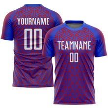 Load image into Gallery viewer, Custom Royal White-Red Sublimation Soccer Uniform Jersey