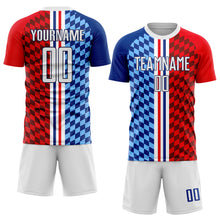 Load image into Gallery viewer, Custom Figure White-Royal Sublimation Soccer Uniform Jersey