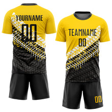 Load image into Gallery viewer, Custom Gold Black-White Sublimation Soccer Uniform Jersey