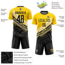Load image into Gallery viewer, Custom Gold Black-White Sublimation Soccer Uniform Jersey