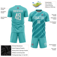 Load image into Gallery viewer, Custom Aqua White Sublimation Soccer Uniform Jersey