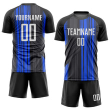 Load image into Gallery viewer, Custom Black White-Royal Sublimation Soccer Uniform Jersey