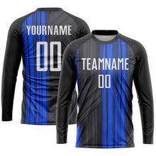 Load image into Gallery viewer, Custom Black White-Royal Sublimation Soccer Uniform Jersey