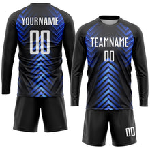Load image into Gallery viewer, Custom Black White-Royal Sublimation Soccer Uniform Jersey