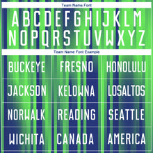 Load image into Gallery viewer, Custom Neon Green White-Royal Sublimation Soccer Uniform Jersey