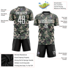 Load image into Gallery viewer, Custom Camo White-Black Sublimation Salute To Service Soccer Uniform Jersey