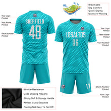 Load image into Gallery viewer, Custom Aqua White Sublimation Soccer Uniform Jersey