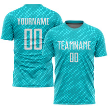 Load image into Gallery viewer, Custom Aqua White Sublimation Soccer Uniform Jersey