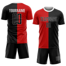 Load image into Gallery viewer, Custom Red Black-White Sublimation Split Fashion Soccer Uniform Jersey