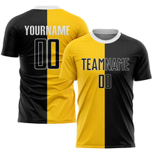 Load image into Gallery viewer, Custom Gold Black-White Sublimation Split Fashion Soccer Uniform Jersey
