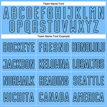 Load image into Gallery viewer, Custom White Light Blue-Black Sublimation Split Fashion Soccer Uniform Jersey