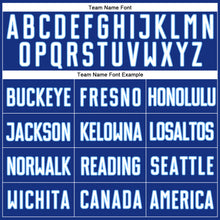 Load image into Gallery viewer, Custom Royal White-Light Blue Sublimation Split Fashion Soccer Uniform Jersey