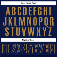 Load image into Gallery viewer, Custom White Navy-Old Gold Sublimation Split Fashion Soccer Uniform Jersey