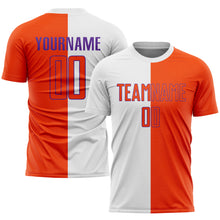 Load image into Gallery viewer, Custom White Orange-Purple Sublimation Split Fashion Soccer Uniform Jersey