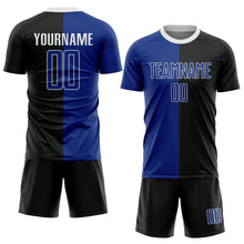 Load image into Gallery viewer, Custom Black Royal-White Sublimation Split Fashion Soccer Uniform Jersey