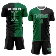 Load image into Gallery viewer, Custom Black Kelly Green-White Sublimation Split Fashion Soccer Uniform Jersey