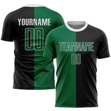 Load image into Gallery viewer, Custom Black Kelly Green-White Sublimation Split Fashion Soccer Uniform Jersey