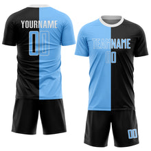 Load image into Gallery viewer, Custom Black Light Blue-White Sublimation Split Fashion Soccer Uniform Jersey