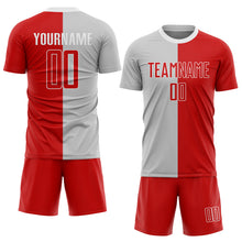 Load image into Gallery viewer, Custom Gray Red-White Sublimation Split Fashion Soccer Uniform Jersey