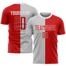 Load image into Gallery viewer, Custom Gray Red-White Sublimation Split Fashion Soccer Uniform Jersey