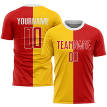 Load image into Gallery viewer, Custom Gold Red-White Sublimation Split Fashion Soccer Uniform Jersey
