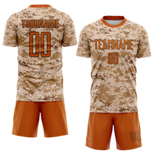 Load image into Gallery viewer, Custom Camo Texas Orange-Brown Sublimation Salute To Service Soccer Uniform Jersey