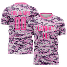 Load image into Gallery viewer, Custom Camo Pink-White Sublimation Salute To Service Soccer Uniform Jersey
